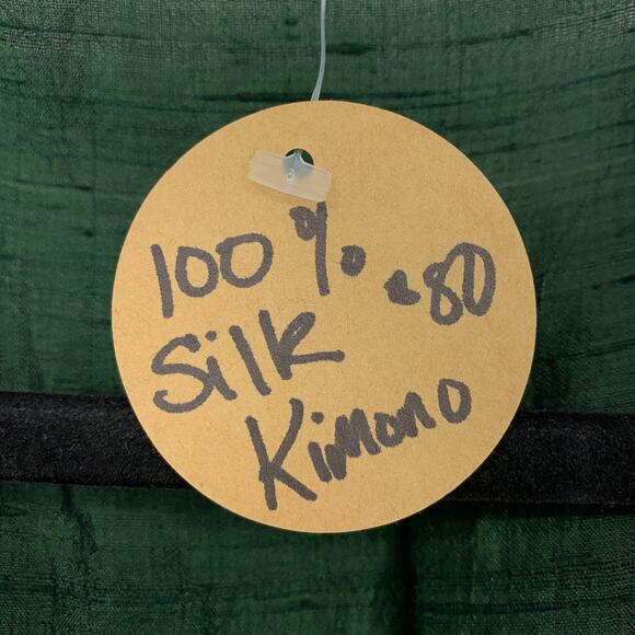 Unbranded 100% Silk Kimono Long Robe Womens One Size Dark Green NEW - Picture 6 of 6